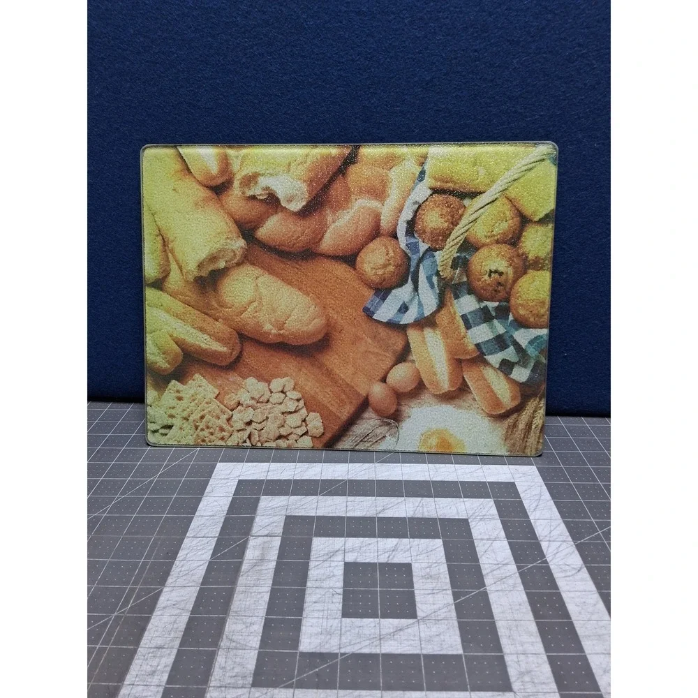 Glass Cutting Board Multicolor Bakery Bread‎ Muffins Country Kitchen